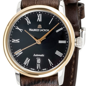 Maurice Lacroix Les Classiques Tradition Automatik LC6063-PS101-310-2 | Damen-Armbanduhr | 18K Massivgold Lünette | Braunes Lederband | Saphirglas | Swiss Made | 2 Jahre Garantie | NEU OVP mit Box & Papiere