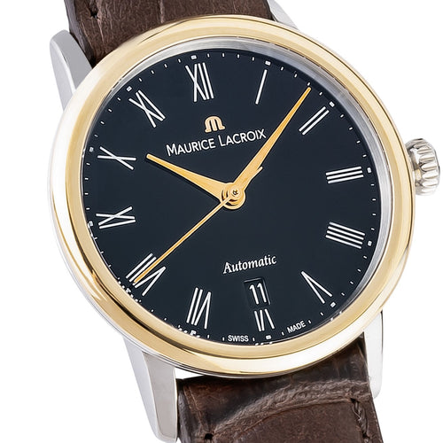 Maurice Lacroix Les Classiques Tradition Automatik LC6063-PS101-310-2 | Damen-Armbanduhr | 18K Massivgold Lünette | Braunes Lederband | Saphirglas | Swiss Made | 2 Jahre Garantie | NEU OVP mit Box & Papiere