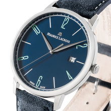 Laden Sie das Bild in den Galerie-Viewer, Maurice Lacroix Eliros Date BLUE EL1118-SS001-420-1 Herren-Armbanduhr | Swiss Made | Saphirglas | Blaues Zifferblatt | Blaues Lederband | NEU OVP mit Box &amp; Papiere | 2 Jahre Hersteller-Garantie