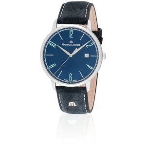 Maurice Lacroix Eliros Date BLUE EL1118-SS001-420-1 Herren-Armbanduhr | Swiss Made | Saphirglas | Blaues Zifferblatt | Blaues Lederband | NEU OVP mit Box & Papiere | 2 Jahre Hersteller-Garantie