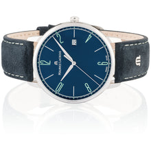 Laden Sie das Bild in den Galerie-Viewer, Maurice Lacroix Eliros Date BLUE EL1118-SS001-420-1 Herren-Armbanduhr | Swiss Made | Saphirglas | Blaues Zifferblatt | Blaues Lederband | NEU OVP mit Box &amp; Papiere | 2 Jahre Hersteller-Garantie