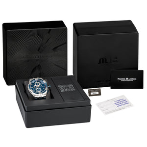 Maurice Lacroix Aikon Chronograph AI1018-SS001-434-4 Herrenuhr Stoppuhr Datumsanzeige Saphirglas Swiss Made blaues Lederband NEU OVP. mit Box Papiere 2 Jahre Hersteller-Garantie