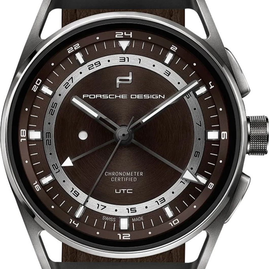 Porsche Design | 6023.4.05.003.07.2 | 1919 Globetimer UTC | Titan & Braun | Automatik | COSC Chronometer | GMT | Datumsanzeige | Saphirglas | Swiss Made | NEU OVP | mit Box & Papieren | COSC-Zertifikat | 2 Jahre Hersteller-Garantie