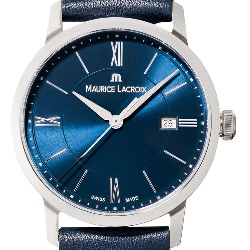 Maurice Lacroix Eliros Date Ladies Damenuhr EL1094-SS001-410-1 Zifferblatt blau Lederband blau NEU OVP. mit Box, Papiere, Anleitung und 2 Jahren Hersteller-Garantie