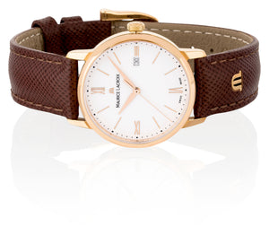 Maurice Lacroix Eliros Date EL1094-PVP01-111-1 Damen-Armbanduhr Gold Lederband braun NEU OVP mit Box Papiere Anleitung 2 Jahre Hersteller-Garantie