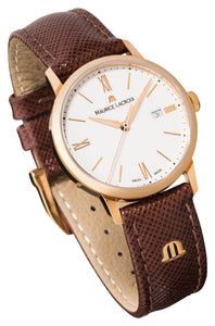 Maurice Lacroix Eliros Date EL1094-PVP01-111-1 Damen-Armbanduhr Gold Lederband braun NEU OVP mit Box Papiere Anleitung 2 Jahre Hersteller-Garantie